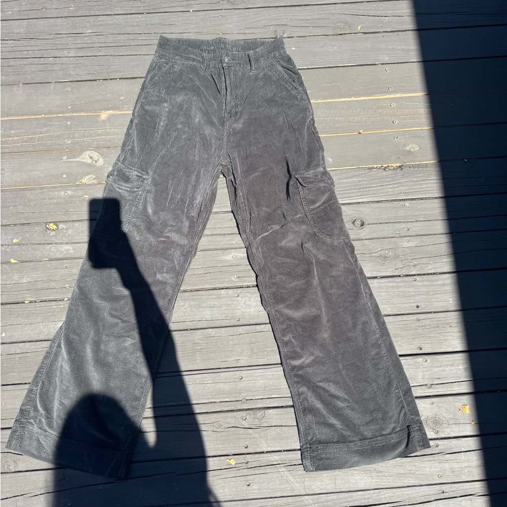American Eagle Black Corduroy Wide-Leg Pants